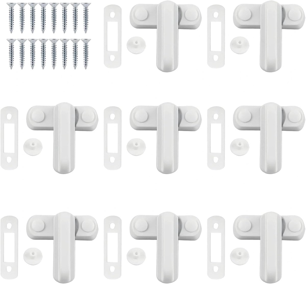 SnelShoppen - 8 Stuks Venster Bescherming voor Kinderen, Inbraakbeveiliging Aluminium Venster Lock Wit 90° Draaiend voor PVC, Hout en Composiet Venste