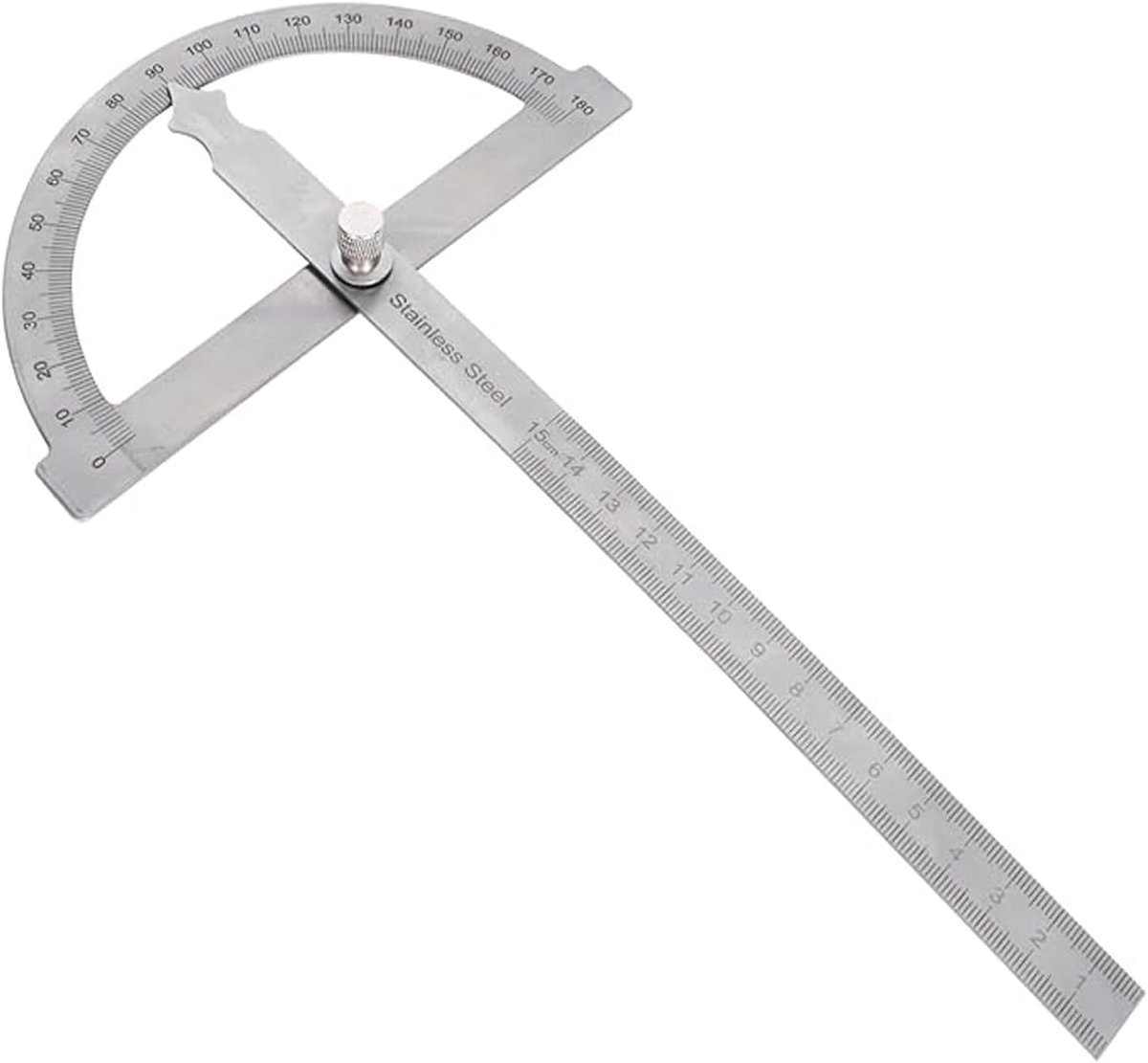 SnelShoppen - Rvs Protractor 0-180 Graden - Robuuste Universele Hoekmeter van Roestvrij Staal met Duidelijke Schaal voor Houtbewerking, School, DIY Pr