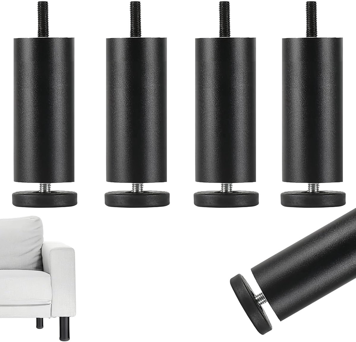 Verstelbare meubelpoten 12 cm - aluminium legering - zwart - perfect voor sofa en kast - ShopVlot