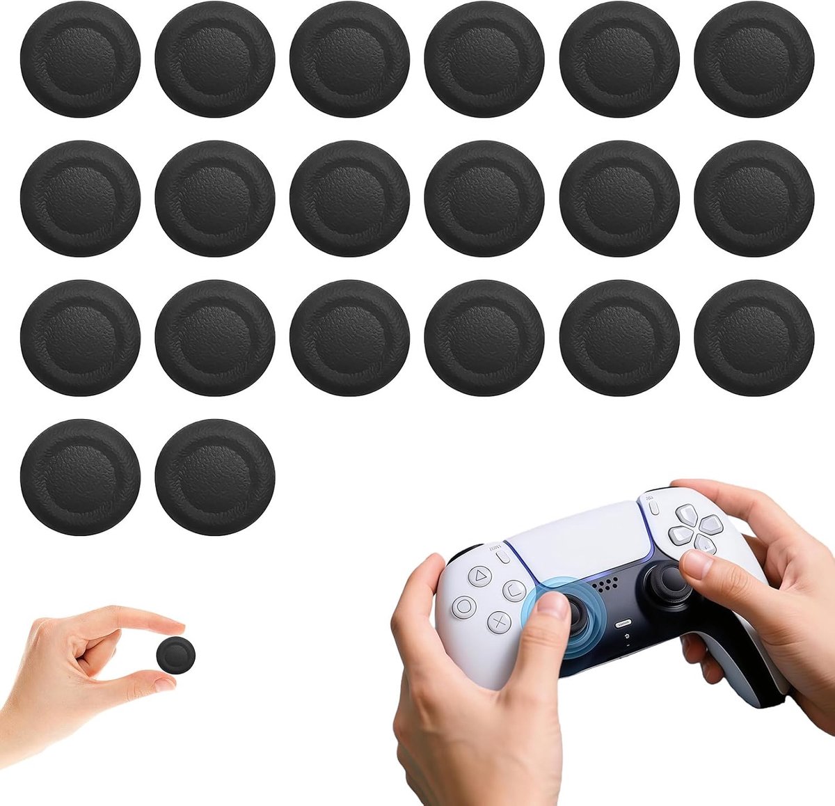 Joystick Caps Pack van 20 - Thumb Grip Caps - Niet-slip Laser Gelaagd TPE - Herstel Controle voor PS4/PS5 - SnelShoppen