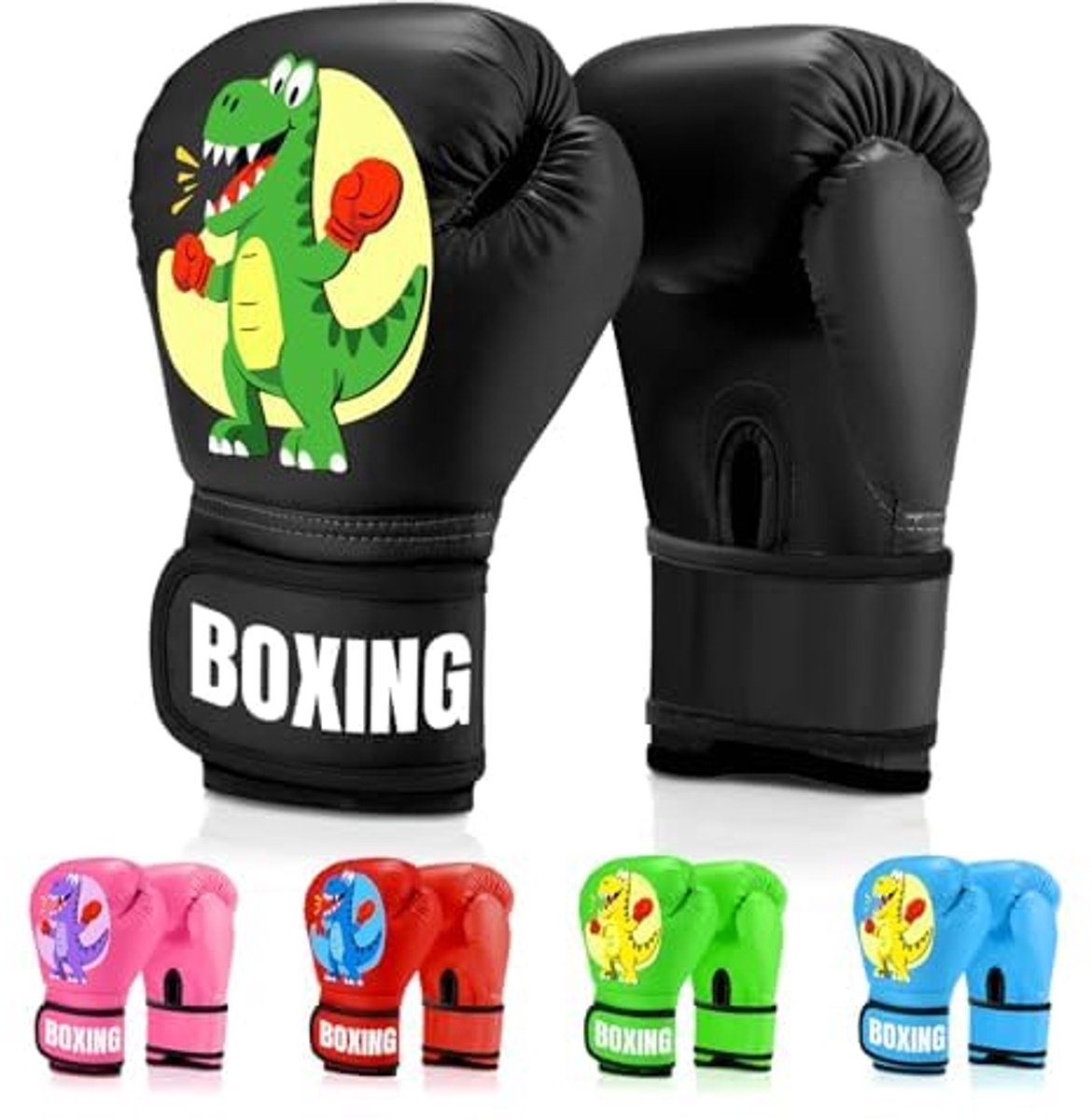 SnelShoppen - JUOIFIP Bokshandschoenen voor Kinderen - PU-leer, Zwart, 3 tot 14 Jaar, Ideaal voor Bokszak, Sparring, Training, Muay Thai, MMA, Kickbok
