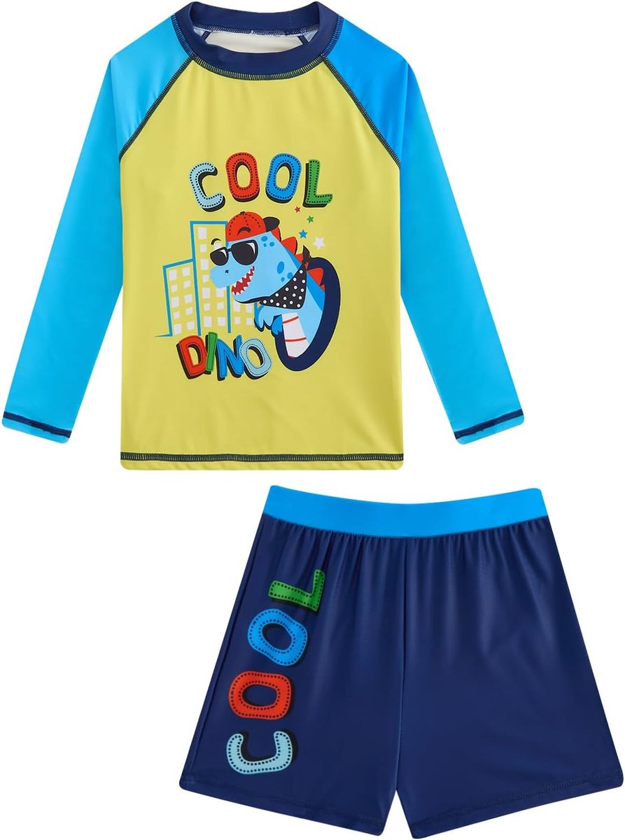 Rash Guard Badpakken 2-delige zwemset lange mouwen badpak met zwembroek 4-12 jaar