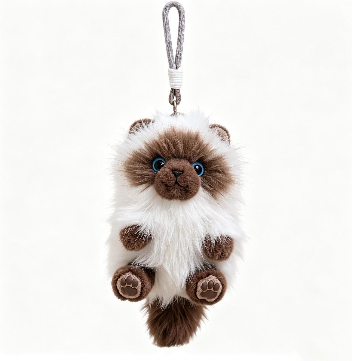 lilizzhoumax Sleutelhanger, pluche, Siamese kat, 15 cm, geparfumeerd, mini-knuffeldier, katje, bevestiging, tas, verzwaarde pootjes, lang haar, zaksieraad, rugzak, accessoire, cadeau voor kinderen en
