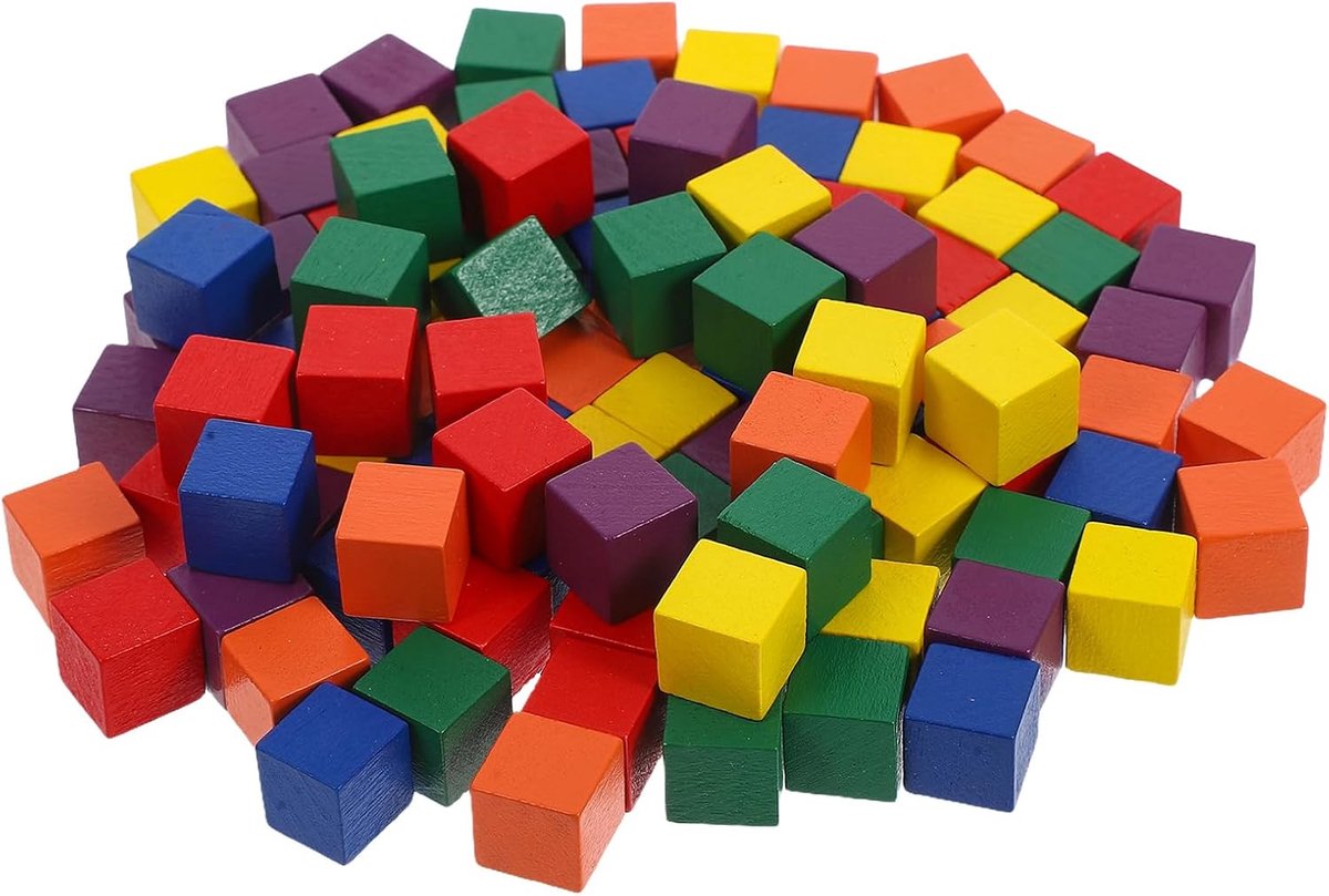 100 Stuks Houten Blok Vierkante Blok Kleurrijke Vierkante Houten Kubussen Voor Ambachten Puzzel Maken Kubussen Lotusboom Miniatuur