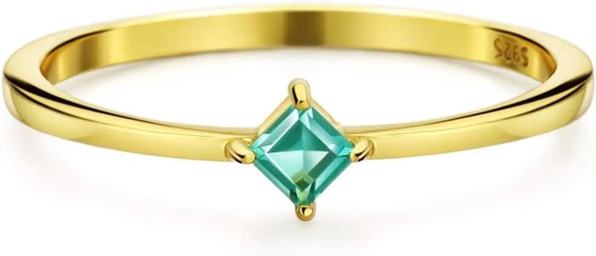 18K vergulde sierlijke smaragdgroene ringen eenvoudige vierkante geslepen sterling zilveren verklaringsringen schattige ringen voor vrouwen meisjes