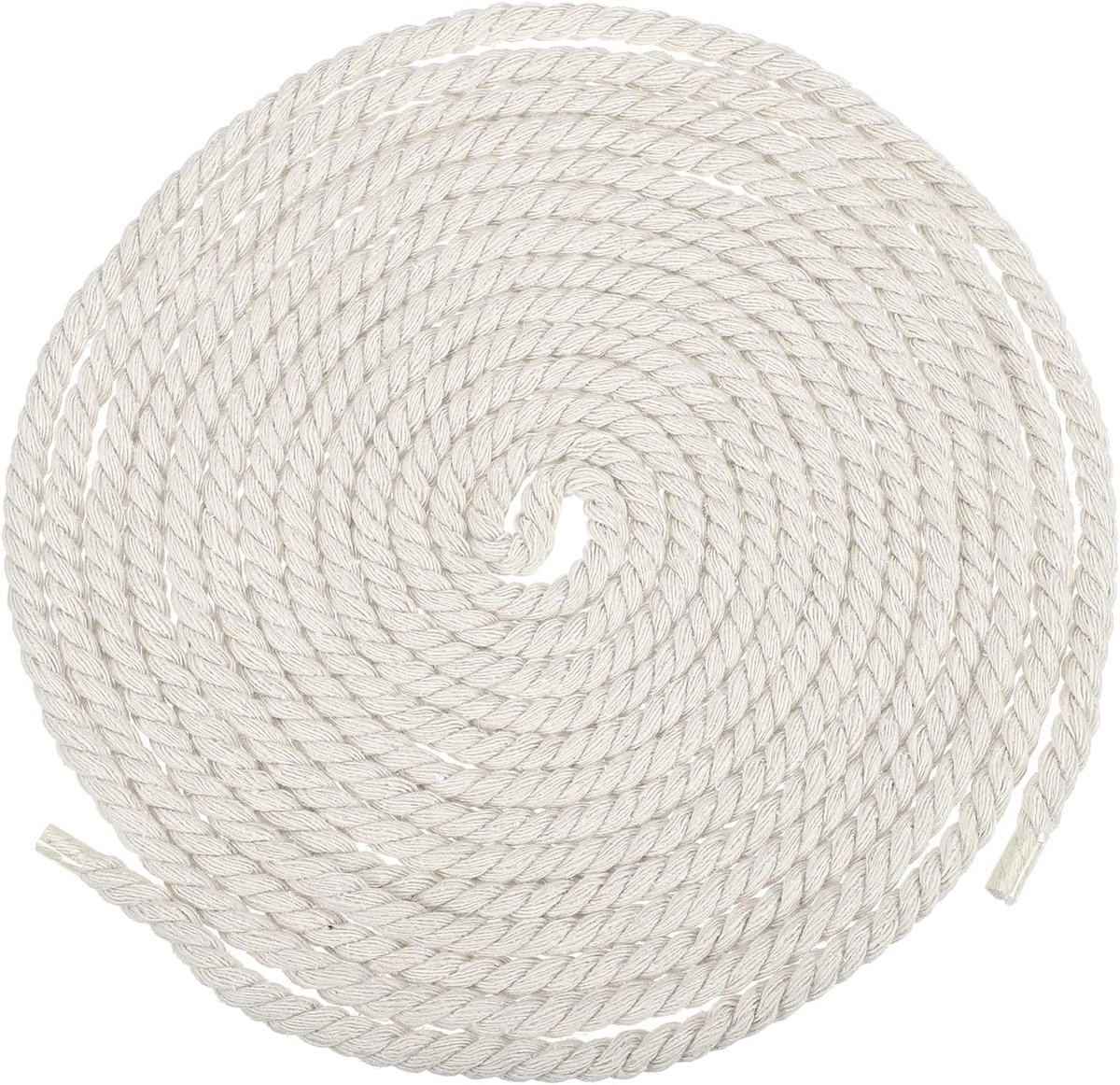 6 mm x 16,4 meter, wit katoenen touw, 3 strengen waslijnen voor