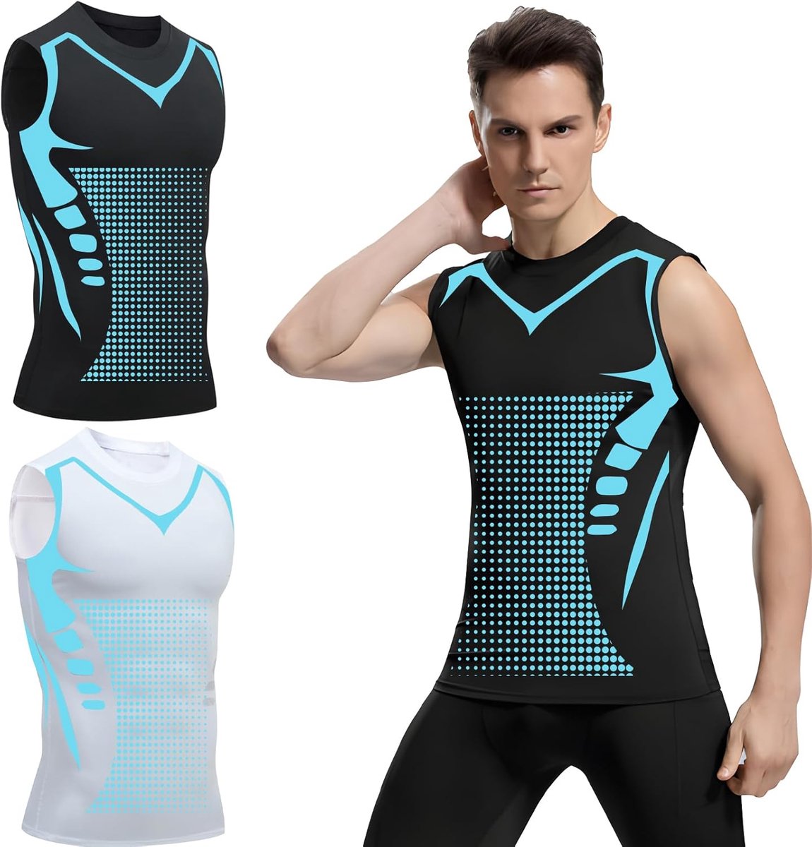 Shaping Vest, 2 stuks Ionic Shaping Vest voor heren, comfortabel en ademend ijszijdeweefsel voor mannen voor het opbouwen van een lichaam
