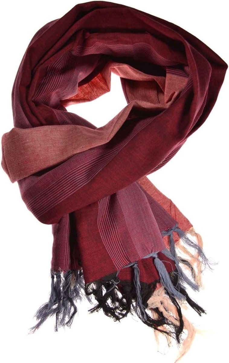 Cheche Sjaal Katoen Basic Etnisch Bourgondië Roze Grijs - Maat S tot XXXL Rood