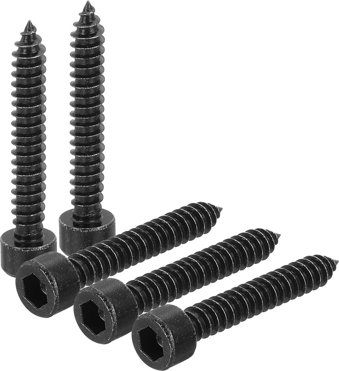 M6 zeskantige plaatschroef, 50 stuks M6 x 40 mm, roestvrij staal 304, zelftappende schroeven met zeskantkop, zeskantaandrijving, zelftappende punt - zwart