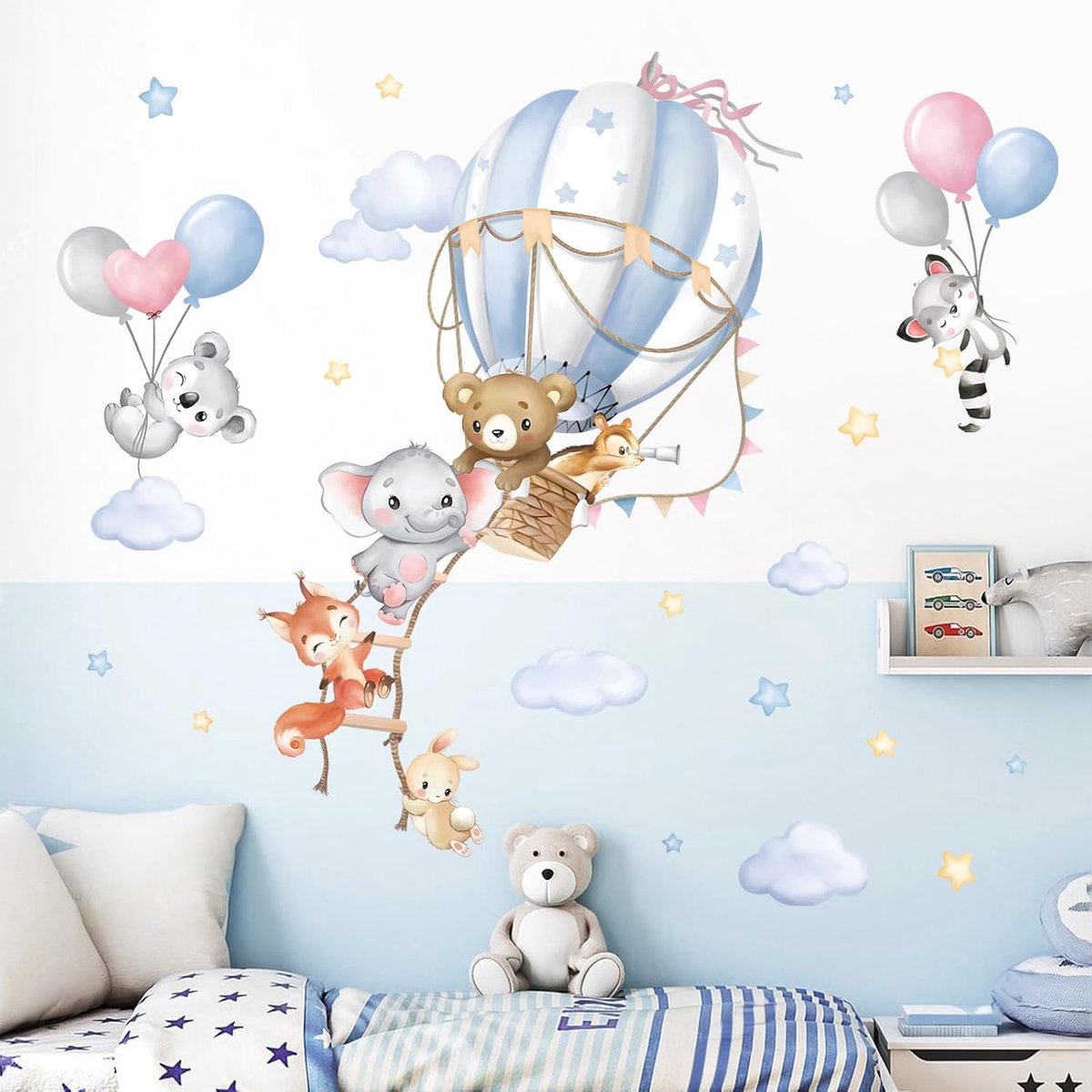 Muurstickers beer olifant vos schil en stok muurkunst stickers voor kinderen baby kinderkamer slaapkamer