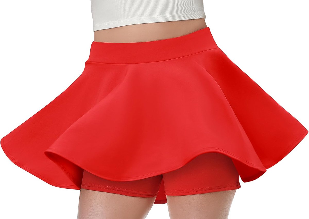 Rok voor dames, zomer, grote elasticiteit, casual, basic rok, A-lijn, hoge taille, broekrok, lichtgewicht, skaterrok met broek eronder, veelzijdige minirok, tennisrok