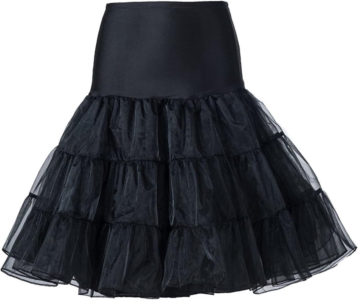 50's Petticoat Onderrok Retro Vintage Swing 1950's Rockabilly Wit, Zwart 14 Kleuren, Zwart
