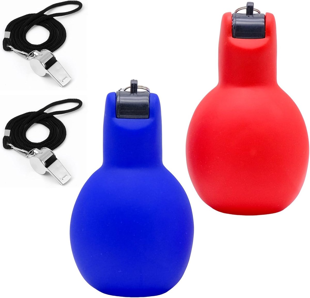 Handfluitjes 2 Stuks - Rood en Blauw - RVS en PVC - Ideaal voor Trainers en Scheidsrechters - ShopVlot