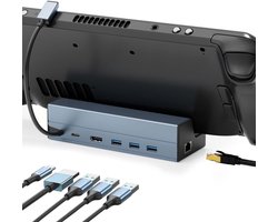 Docking Station for Steam Deck OLED Dock, 6-in-1 Steam Deck Dock with 4K 60Hz HDMI 2.0, 1000Mbps Gigabit Ethernet LAN, 3 USB 3.0, 100W Charging USB C Port for Valve Steam Deck LCD Hub Stand Accessorie
