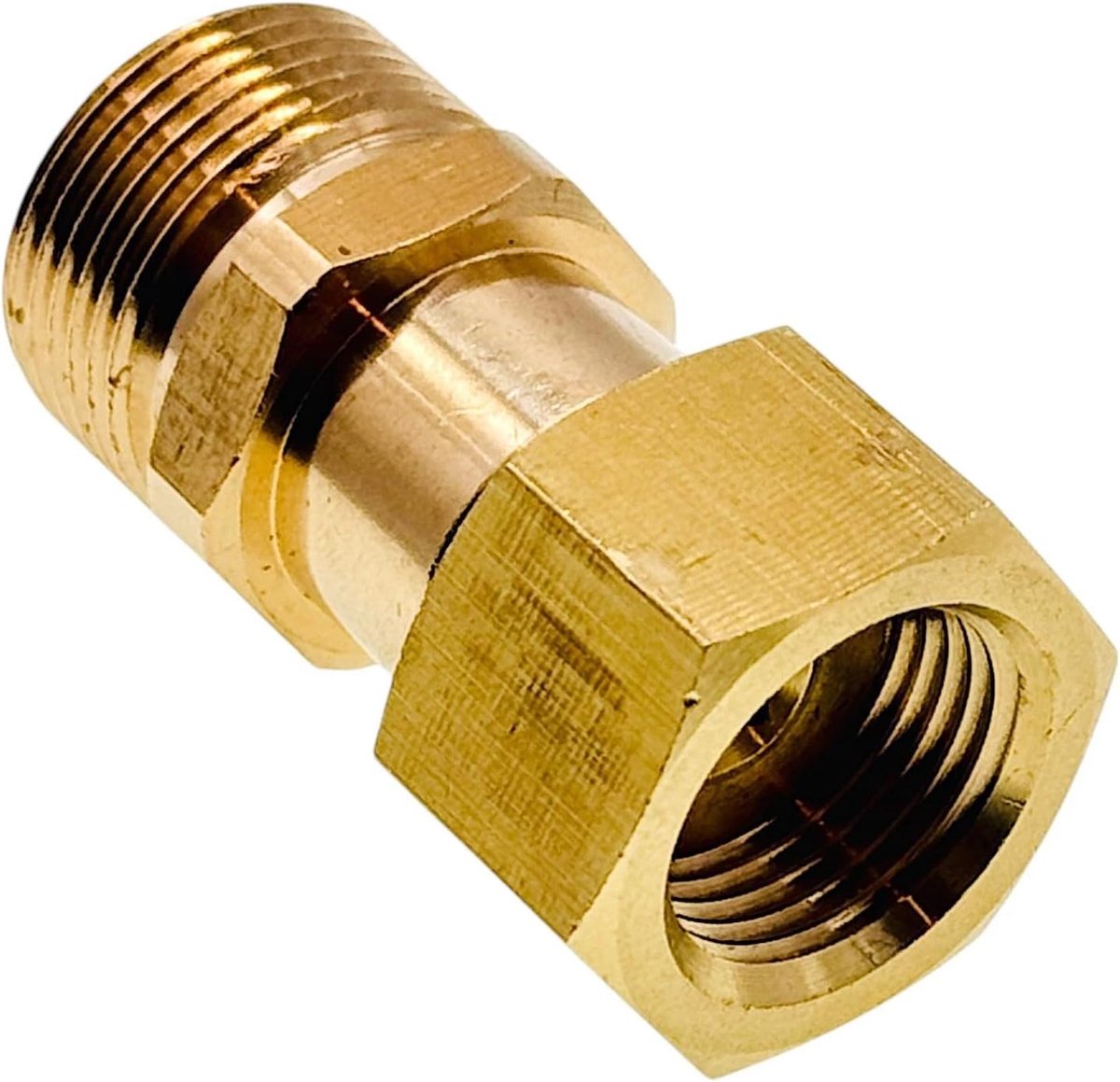 SnelShoppen - M&M Smartek Adapter M18 x 1.5 IG naar M22 x 1.5 AG - Hoogdrukconnector van Messing voor Slangen, Lansen en Pistolen - Accessoire voor Ho