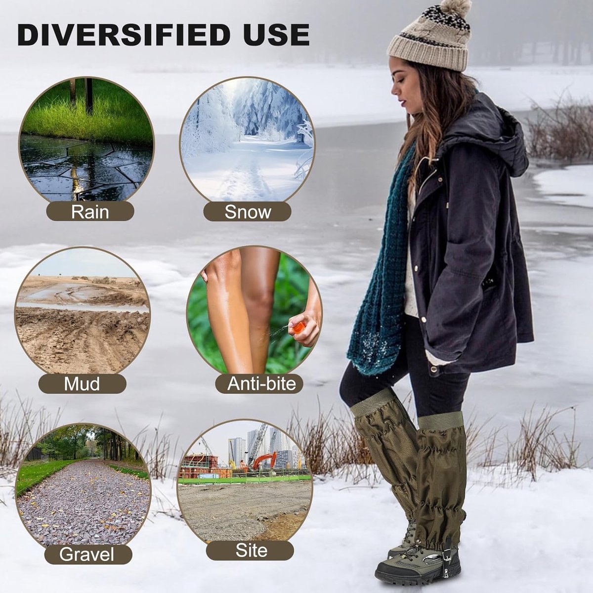 Dikker Oxford Snake Gaiters Snake Bite Protection Gaiters voor Onderbenen Gaiter voor Wandelen Jacht Snake Proof Waterdichte Snowboots Cover One Size Verstelbare Legging Gaiters voor Mannen & Vrouwen
