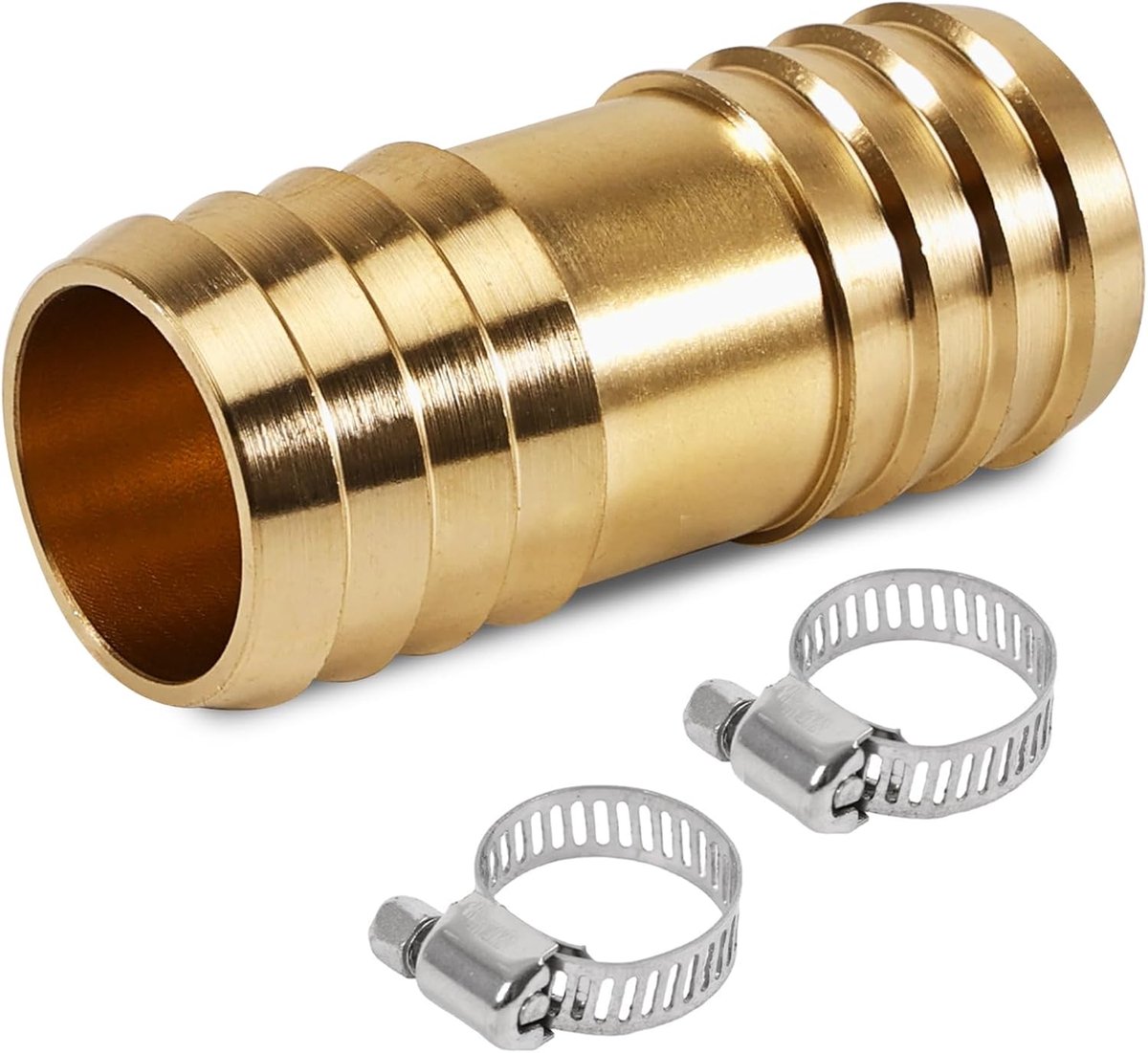 slangaansluiting 1/2 inch, tuinslangaansluiting 1/2 inch met slangklemmen, rechte weerhaak verbindingsadapter, messing slangtuit voor luchtleiding, waterleiding, brandstofleiding