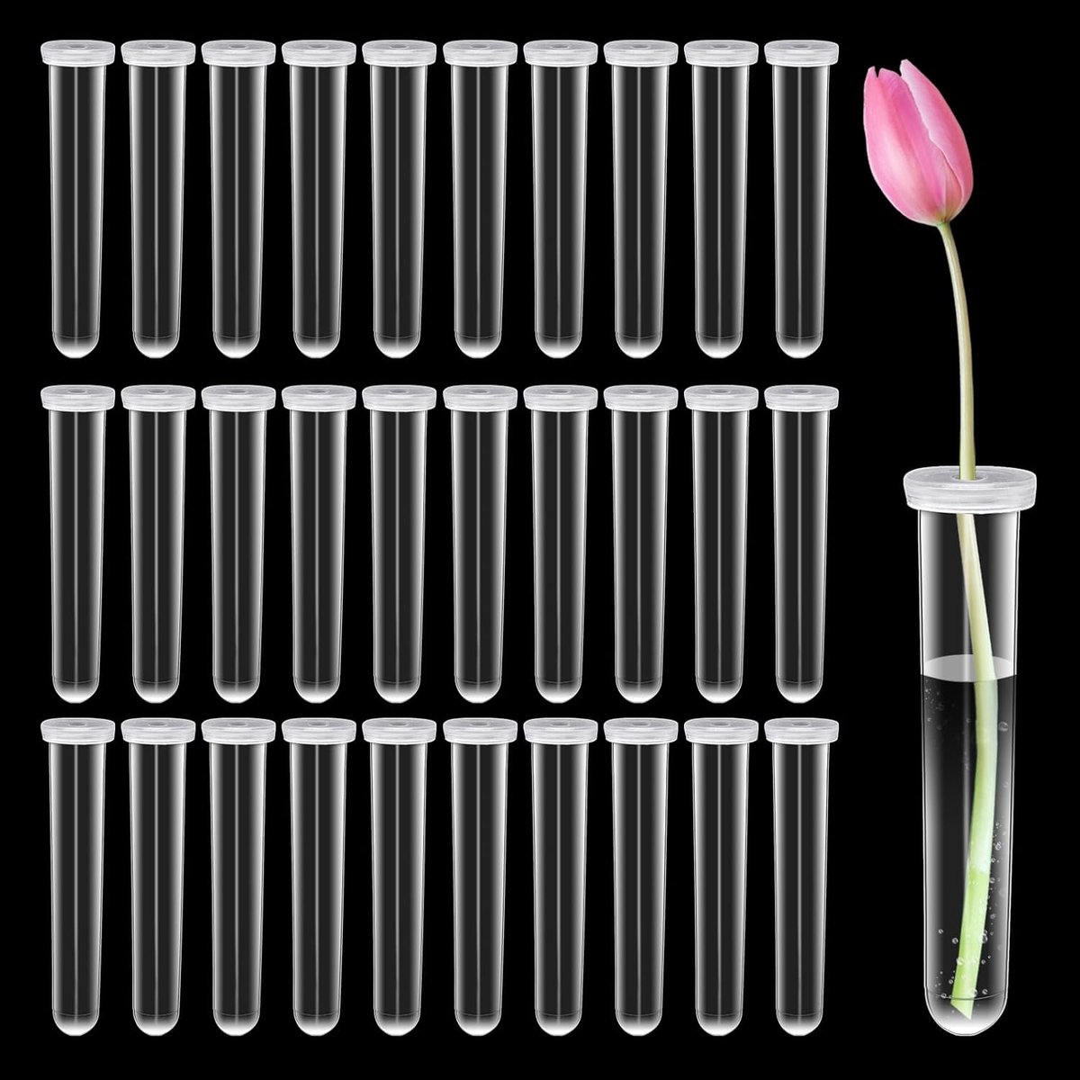 Bloemwaterbuizen 110×18mm - Transparante kunststof - Set van 30 stuks - Voor het bewaren van verse bloemen - ShopVlot