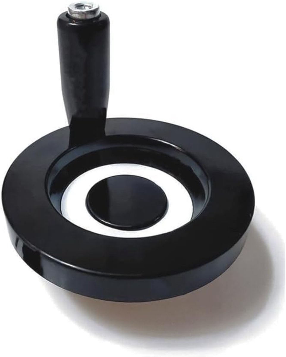 100 x 10 mm, ronde metalen handwielslinger met draaibare handgreep voor draaibank en freesmachine (zwart)