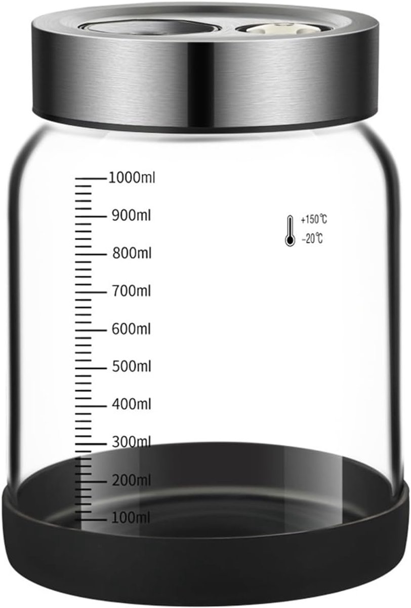 1 liter, rijscontainer met deksel, kefir container, duurzaam en wasbaar, met deksel en gistingsventiel, voor kefir, zuurkool en komkommerfermentaat