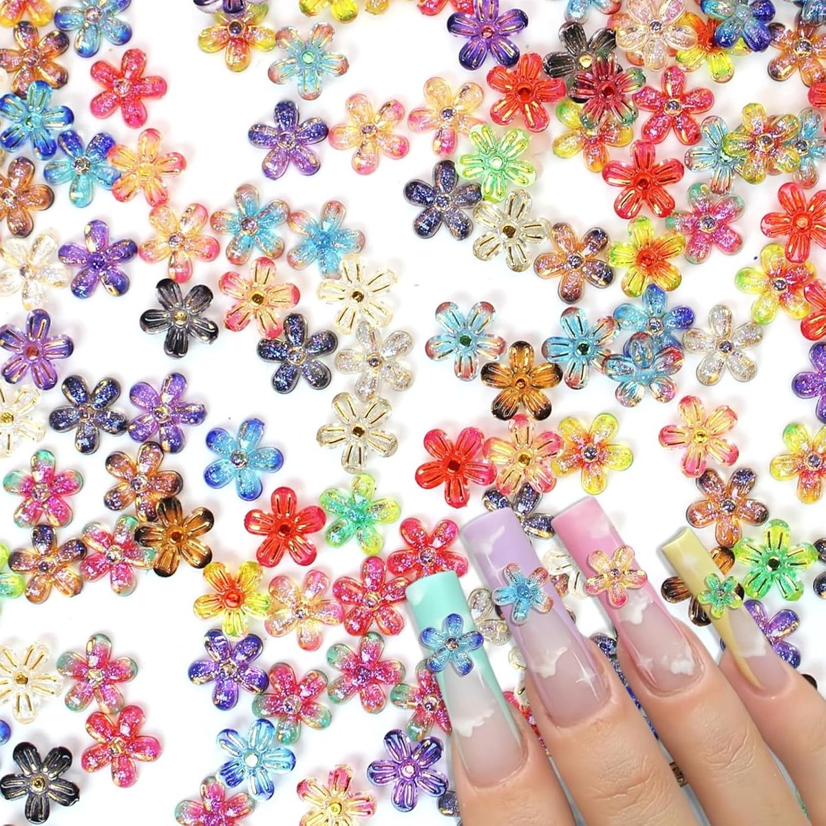 Nail Art Flower Pendants 50 stuks - 3D Hars Strass - Vijf-bladige Bloem - Creëer unieke nageldesigns - ShopVlot