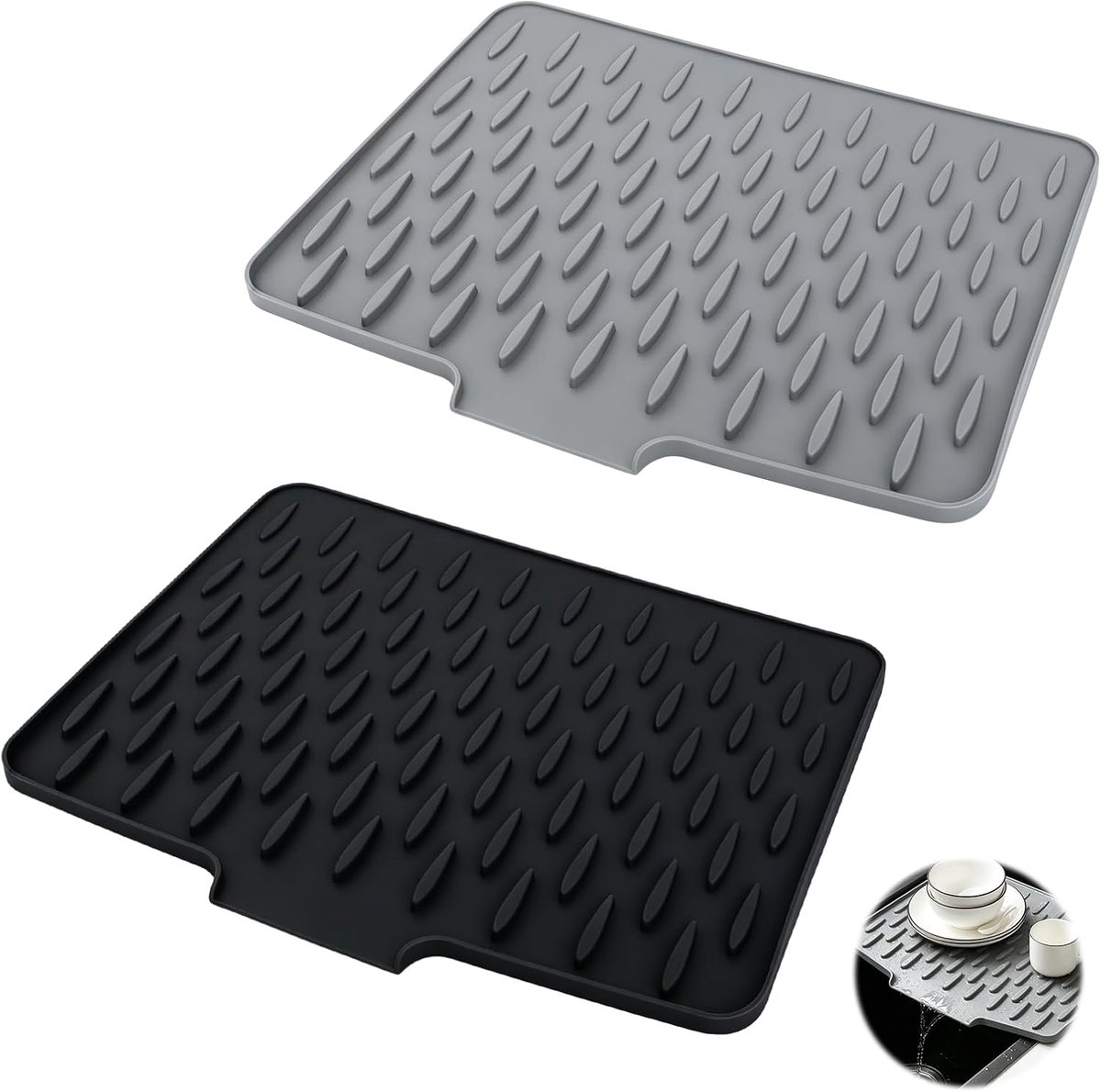Afdruipmatten siliconen 40 x 32,5 cm - opvouwbaar - antislip - ideaal voor keuken en gootsteen - ShopVlot
