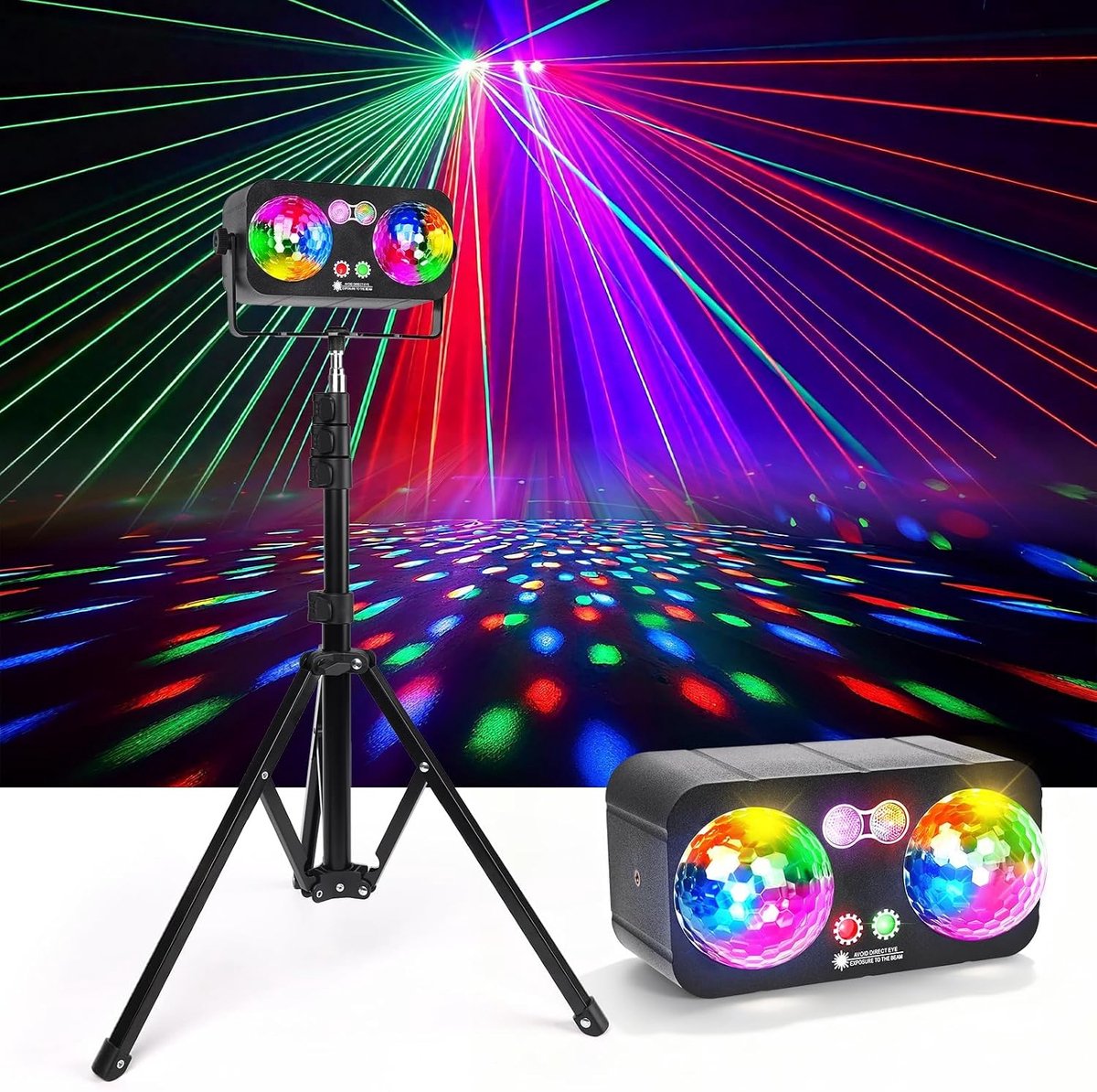 Disco lamp 6-in-1 met statief - discobal - LED verlichting - perfect voor feestjes - ShopVlot