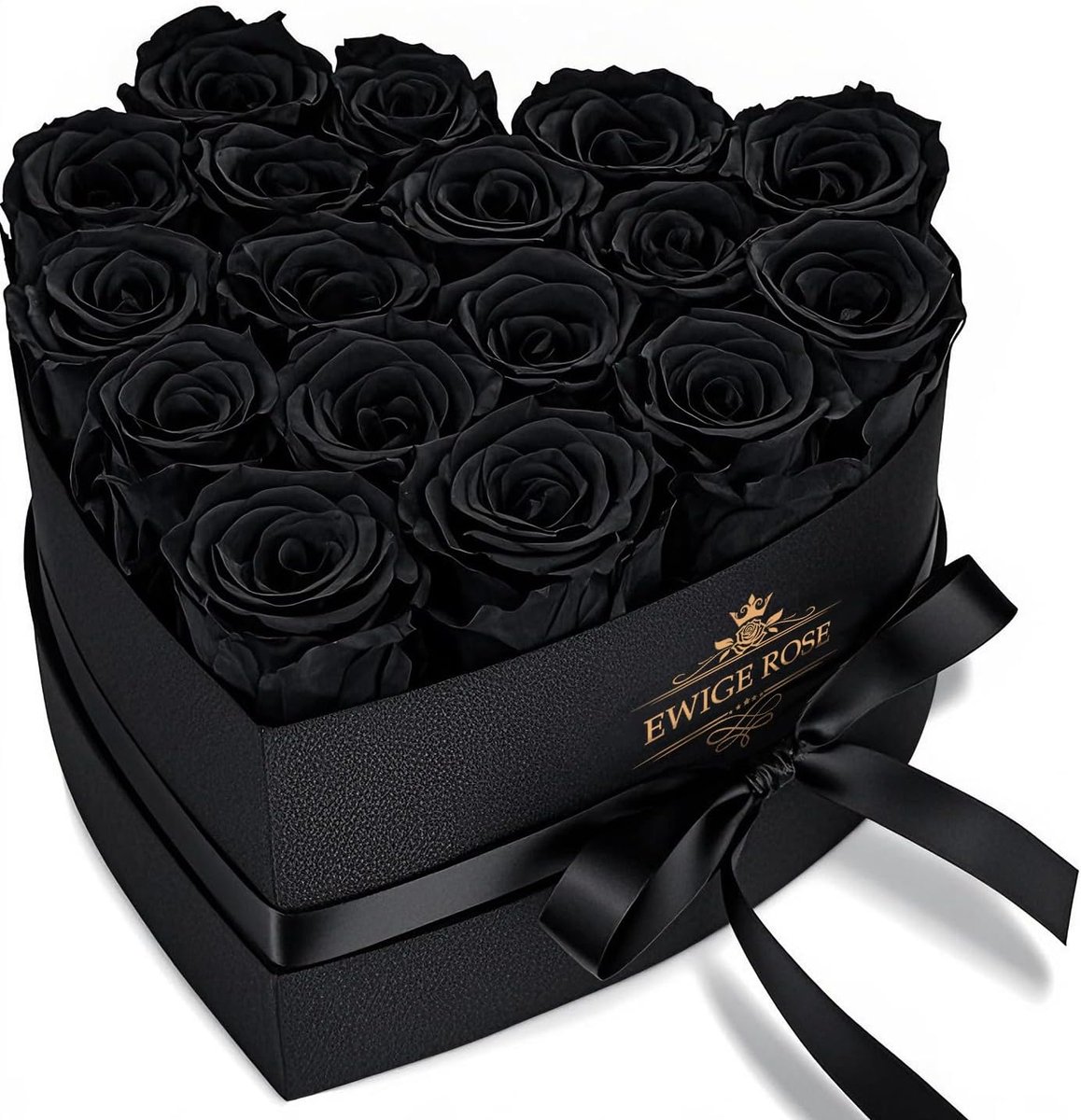 Infinity rozen - 17 zwarte rozen - hartdoos - eeuwige liefde cadeau voor vrouwen - ShopVlot