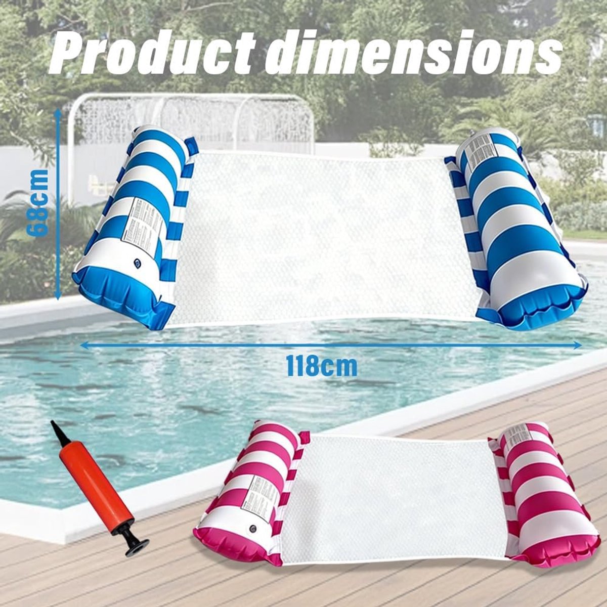 Water Hammock 2pcs - 4 in 1 Opblaasbaar - Comfortabele Ligstoel en Drijver - Perfect voor Strand en Zwembad - ShopVlot