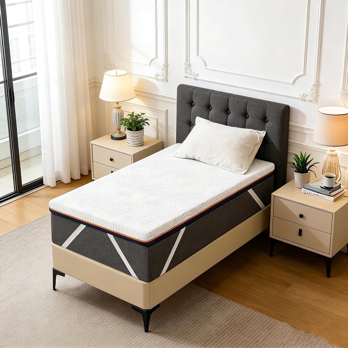 Memory Foam Matras Topper 90 x 190 cm - Hoogrendement Gel Gevormd Schuim - Ergonomisch en Ademend - ShopVlot