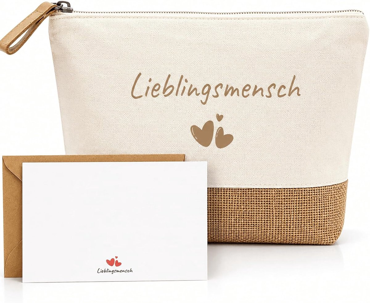 Cadeauset Lieblingsmensch - make-uptas - wenskaart met envelop - ideaal voor beste vriendin - ShopVlot
