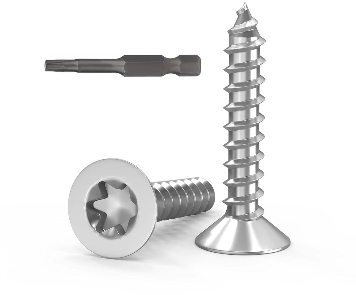 Houtschroeven M5 x 16 - Torx RVS A2 V2A - Volledige draad voor stevige bevestiging - ShopVlot