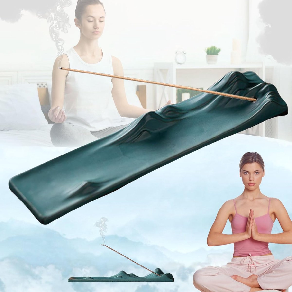 Incense holder keramisch - lotusboot ontwerp - asopvang voor meditatie en yoga - ShopVlot