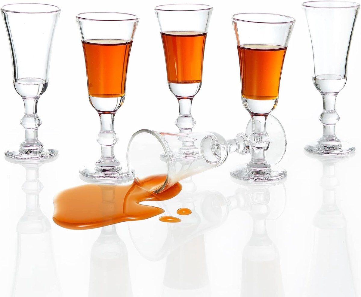 Shotglazen 1 oz - Set van 6 - Kristalhelder glas - Perfect voor limoncello - ShopVlot
