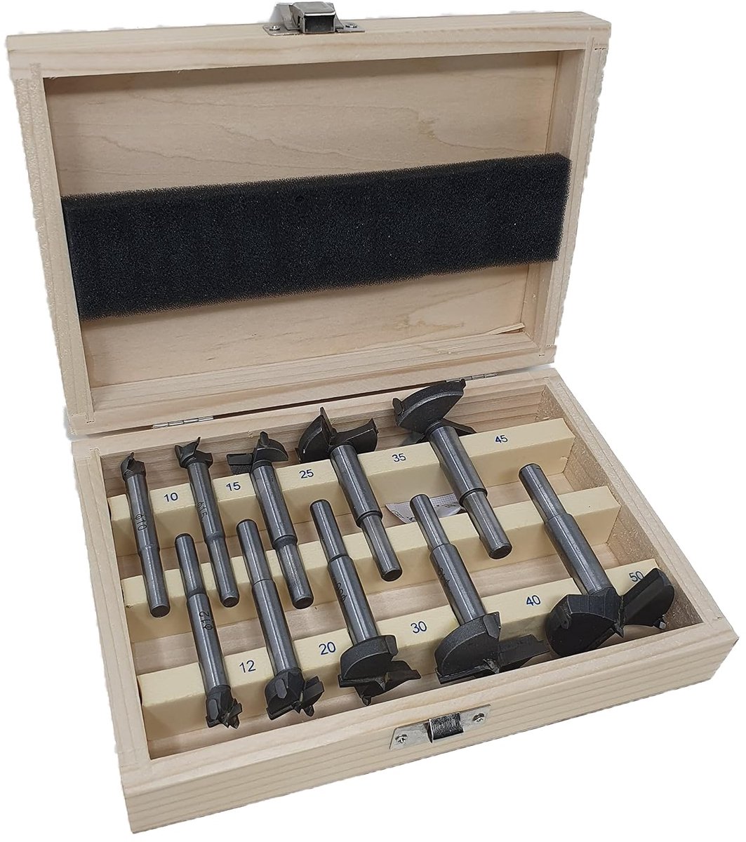 Forstner boorset 10-delig - carbide - verschillende diameters - nauwkeurig boren - ShopVlot