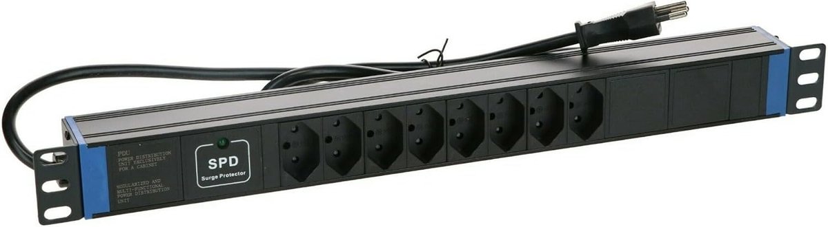 19 inch stekkerdoos - 8 gang - Master Overload - ideaal voor serverkasten - ShopVlot