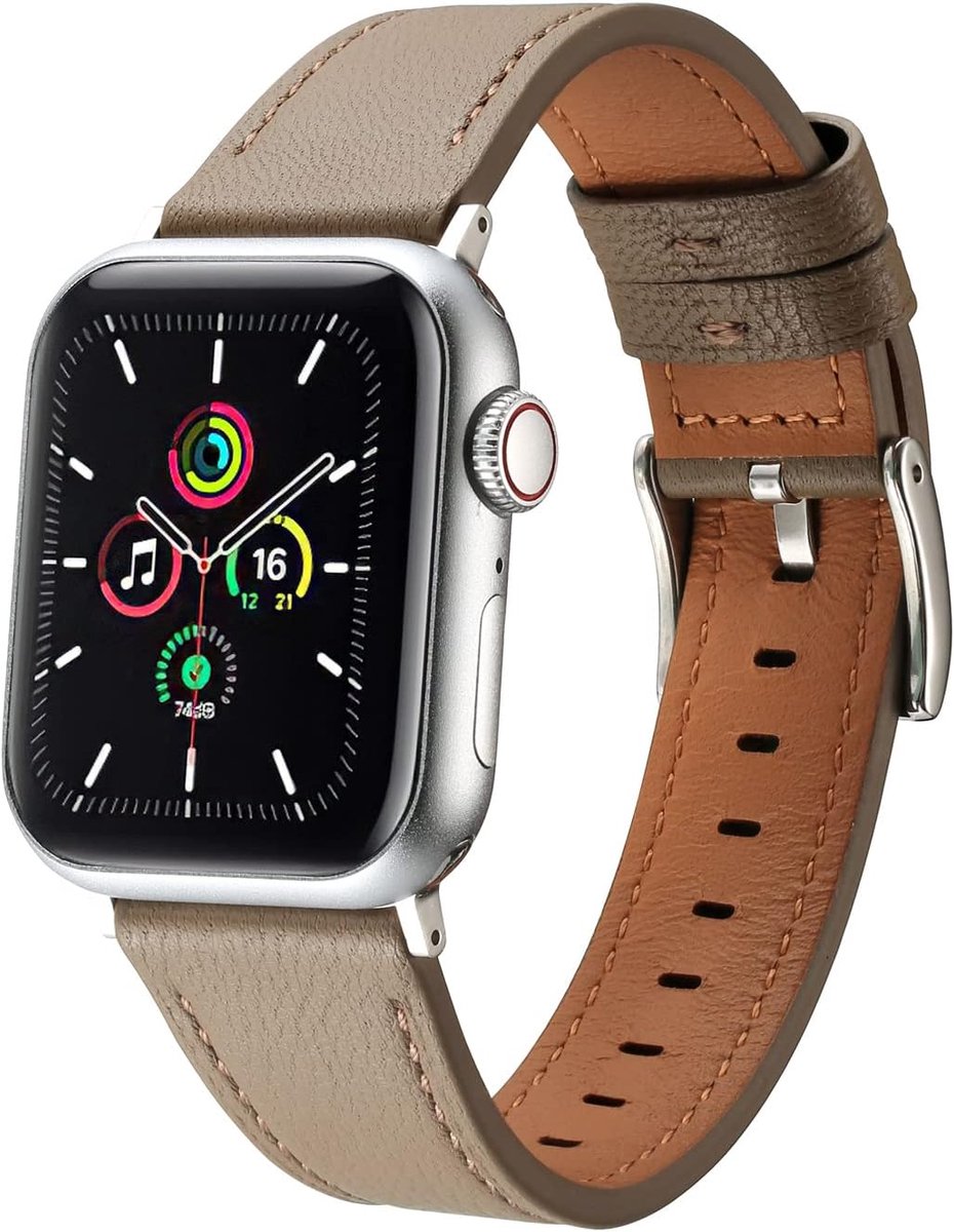 Leren Band Geschikt voor Apple Watch 49 mm, 45 mm, 44 mm, 42 mm - Premium Echt Leer - Vervangband - ShopVlot