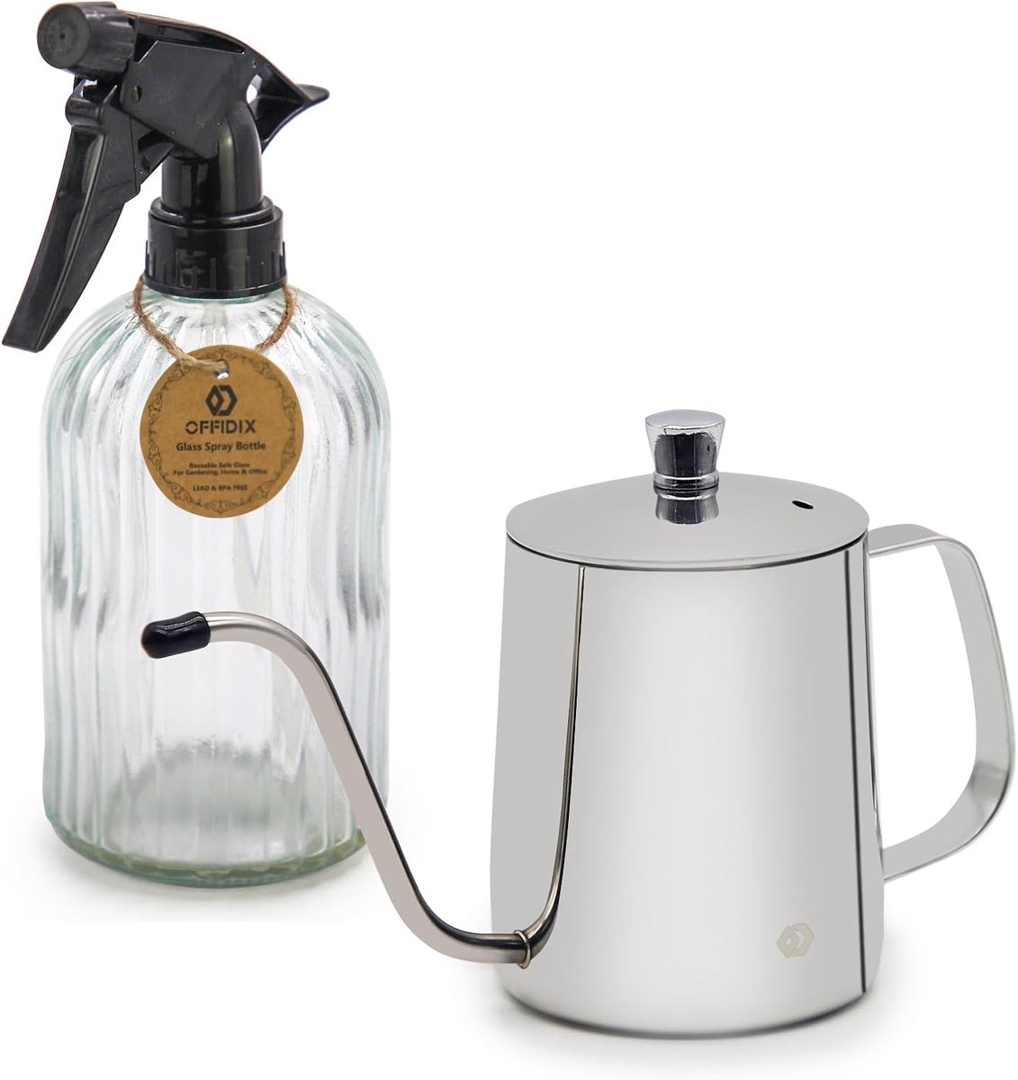 Sprayfles Set van 2 - Glazen en RVS - Precisiewater geven - Ideaal voor planten - ShopVlot