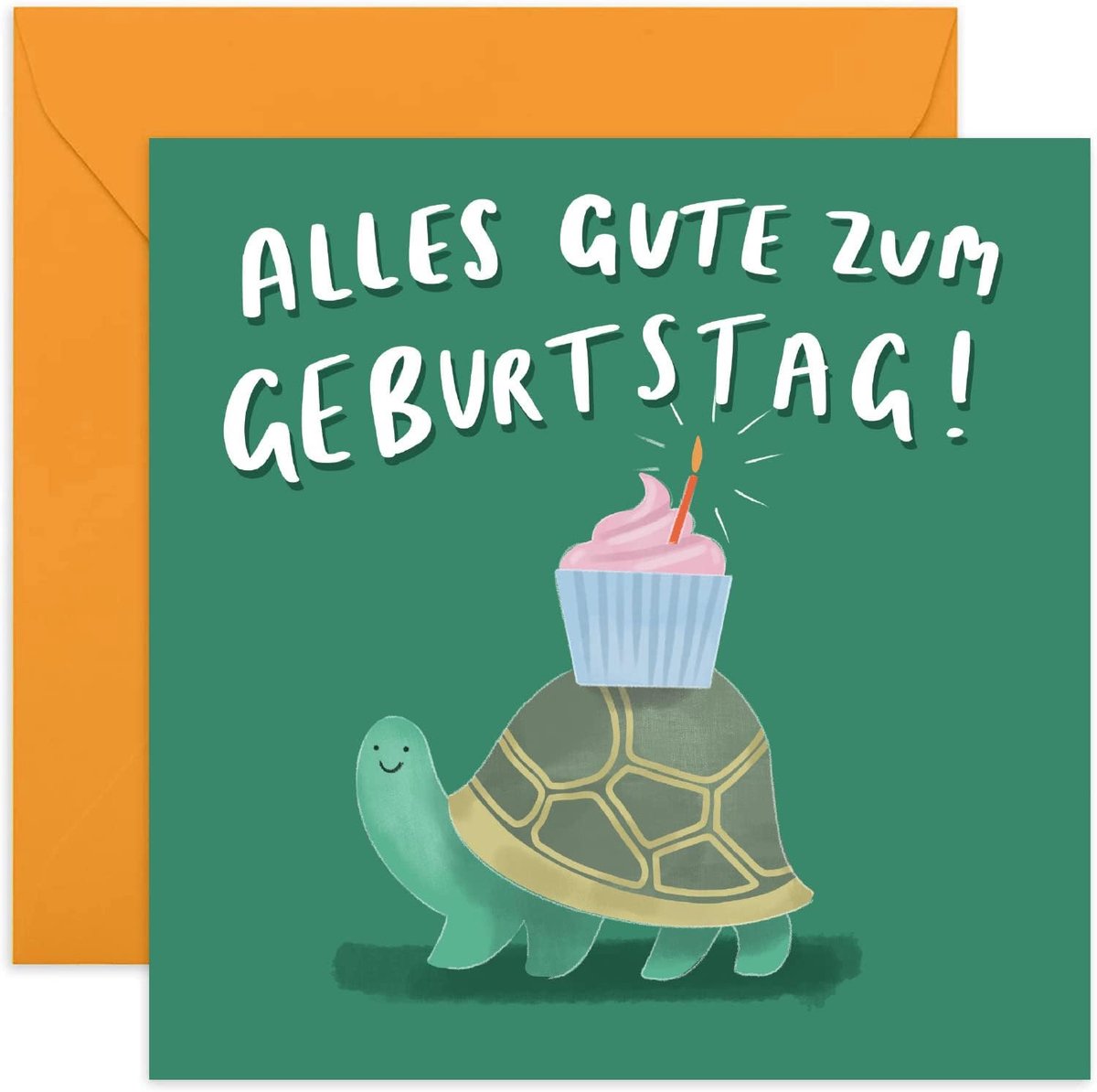 Verjaardagskaart schattige schildpad - grappige cupcake dieren kaart - voor hem of haar - perfect voor verjaardagen - ShopVlot