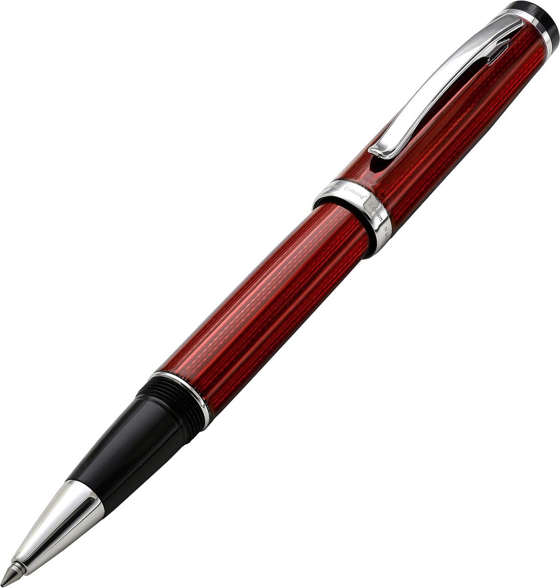 Rollerball pen fijne punt - wijnrode lak met platinum - handgemaakt en gelaserd - perfect als geschenk - ShopVlot