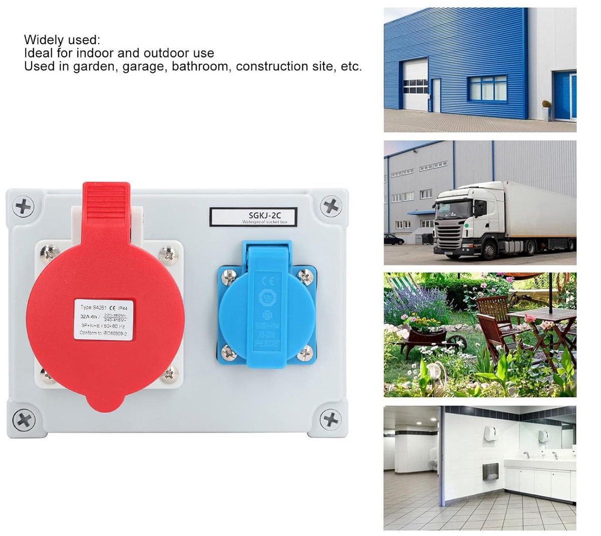 CEE Stekkerdoos IP44 Waterdicht 16A - 5 Pins Combinatiesocket - Voor Binnengebruik - Robuuste Bescherming - ShopVlot
