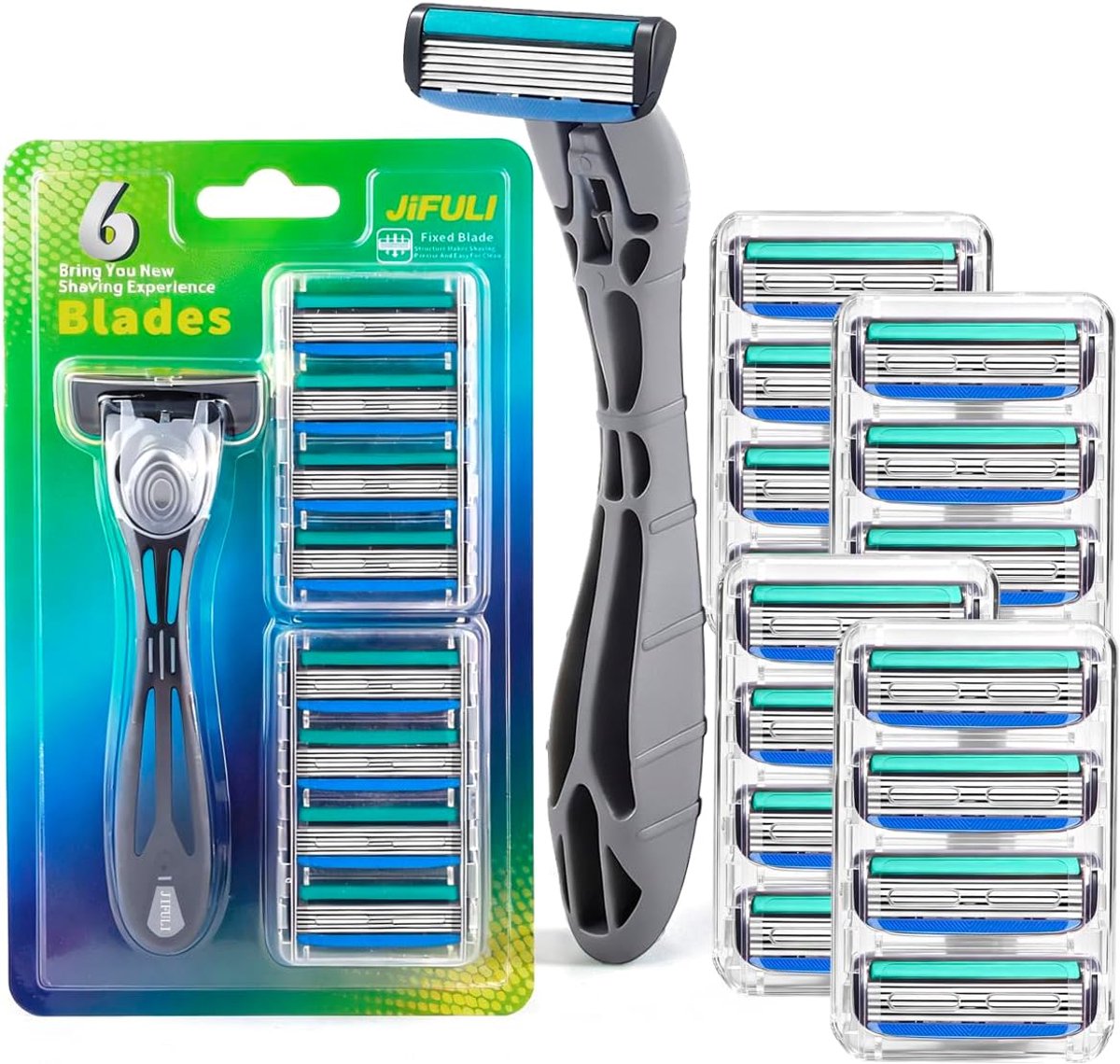 Heren scheermes - herbruikbare handgreep - 17 cartridges met 6 bladen - voor comfortabele schaduw - ShopVlot