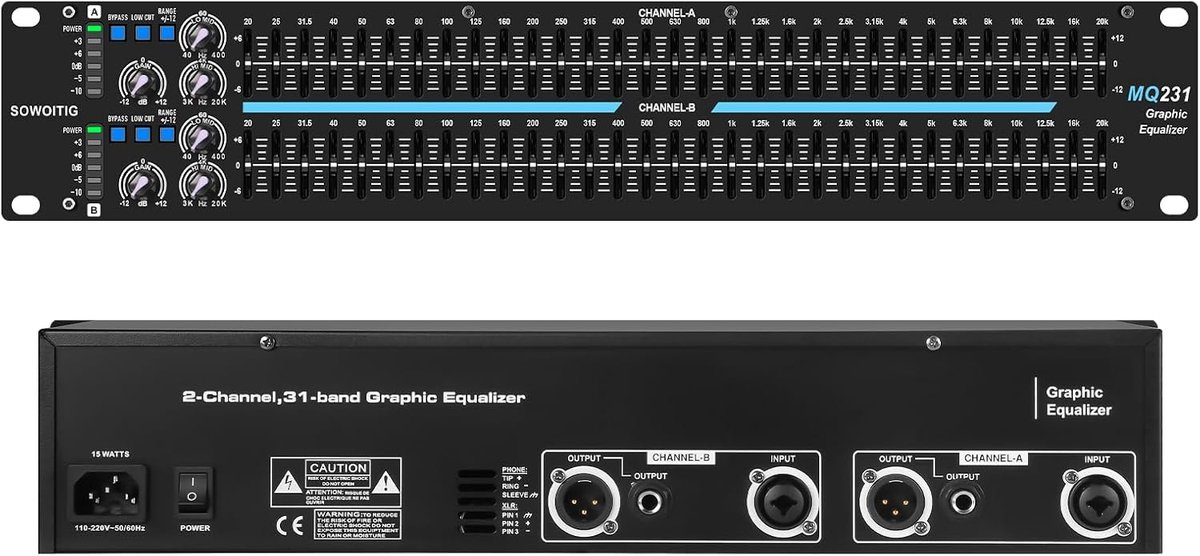 Grafische equalizer 31-banden - rack-montage - professionele geluidsbesturing - verbeter helderheid en balans - ShopVlot