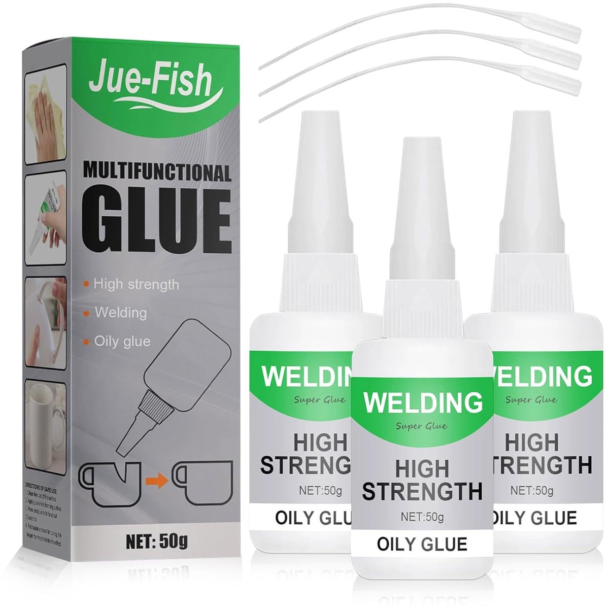 Plastic lijm set - 3 sterke cyanoacrylaat lijmen - 50 g per tube - eenvoudig te gebruiken voor diverse materialen - ShopVlot