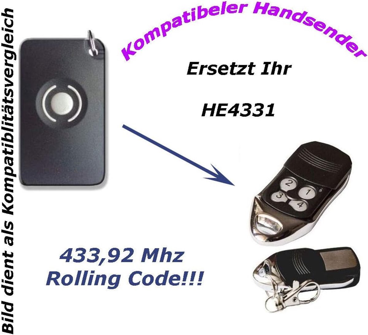 Handzender 433 Mhz - Compact ontwerp - Inclusief sleutelring - Eenvoudig te programmeren - ShopVlot