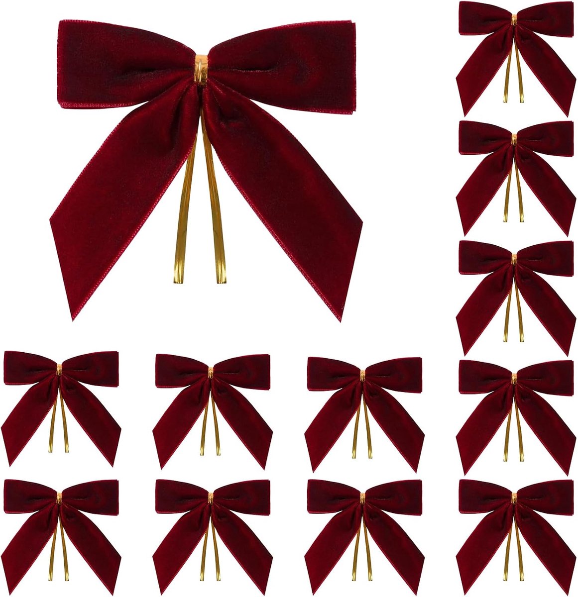 Kerststrikken 12 Stuks - Vintage Velours - Decoratief - Perfect voor Kerstversiering - ShopVlot