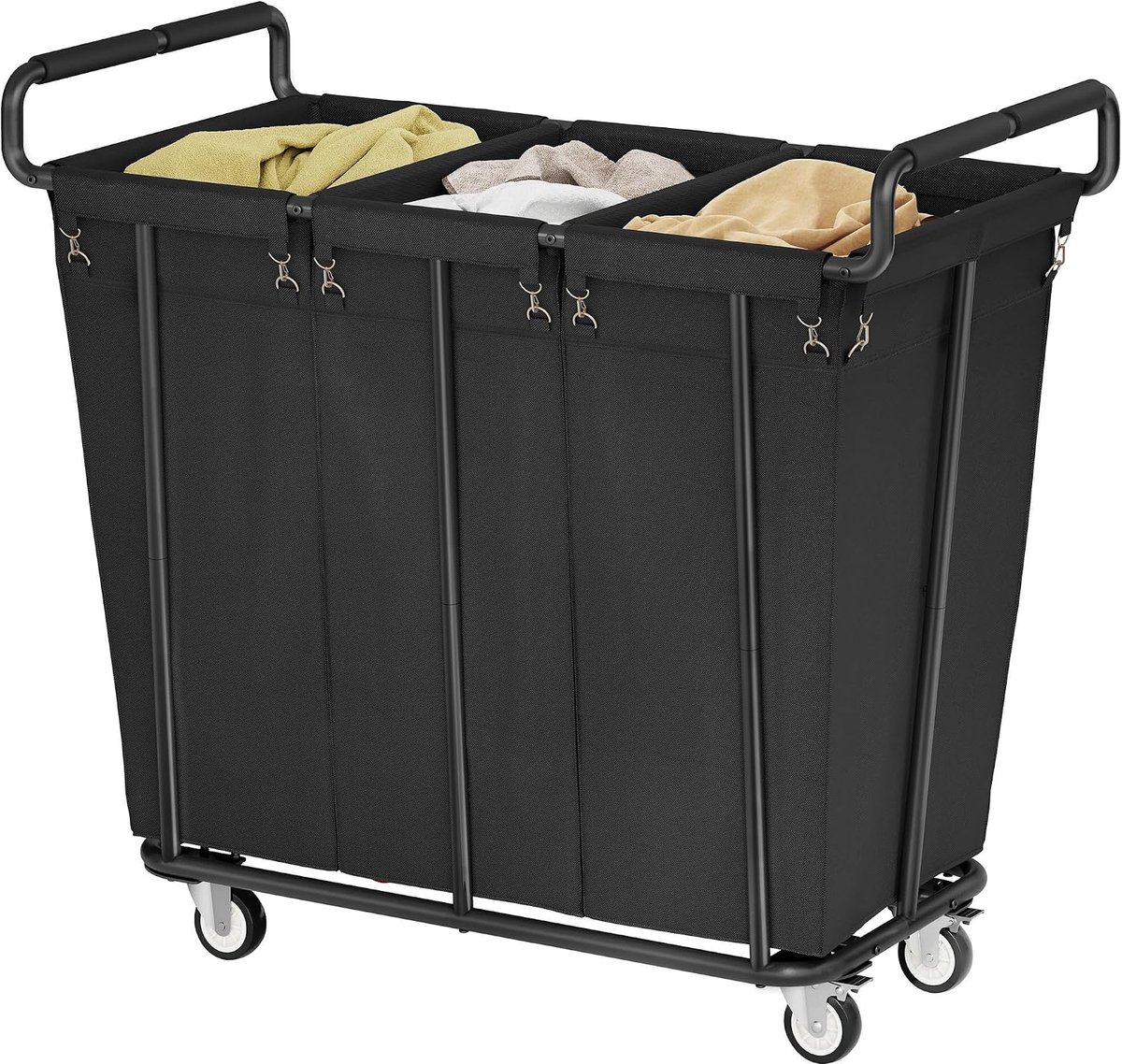 Wasmand met 3 secties - kunststof - ruimtebesparend - ideaal voor gescheiden wassen - ShopVlot