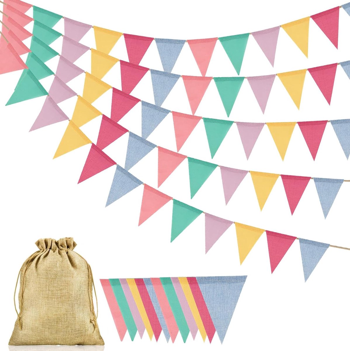 Vlaggenlijn buiten 20 meter - Multicolour vlaggen - Weerbestendig - Perfect voor verjaardagspartijen - ShopVlot