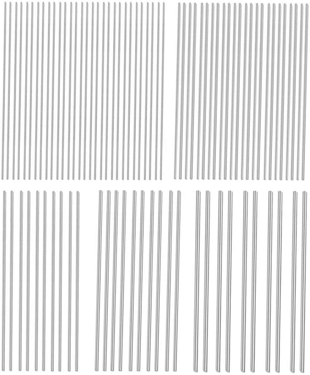 Roestvrijstalen ronde stalen staven 40 cm - 5 diameters 1mm tot 3mm - 80 stuks - ideaal voor hobby en modelbouw - ShopVlot