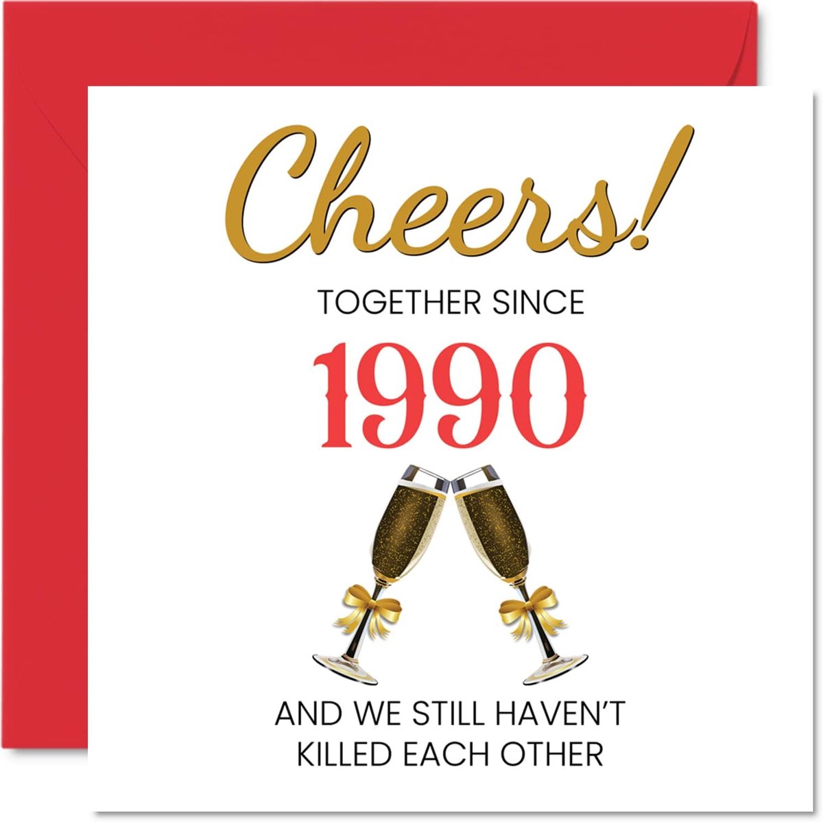 Verjaardagskaart 32 jaar voor man - Hartvormig - Humoristisch ontwerp - Perfect voor samenwerkingen sinds 1990 - ShopVlot